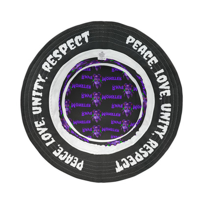 ALL OVER RAVE MONSTER Bucket Hat with P.L.U.R. under the rim!