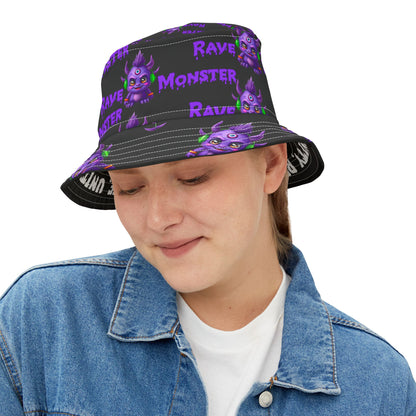 ALL OVER RAVE MONSTER Bucket Hat with P.L.U.R. under the rim!