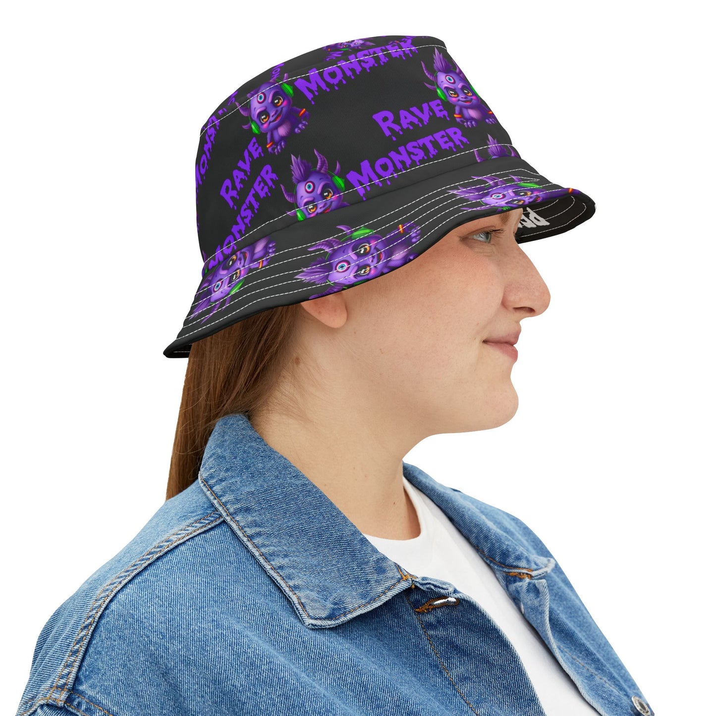 ALL OVER RAVE MONSTER Bucket Hat with P.L.U.R. under the rim!