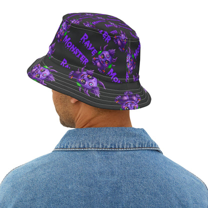 ALL OVER RAVE MONSTER Bucket Hat with P.L.U.R. under the rim!